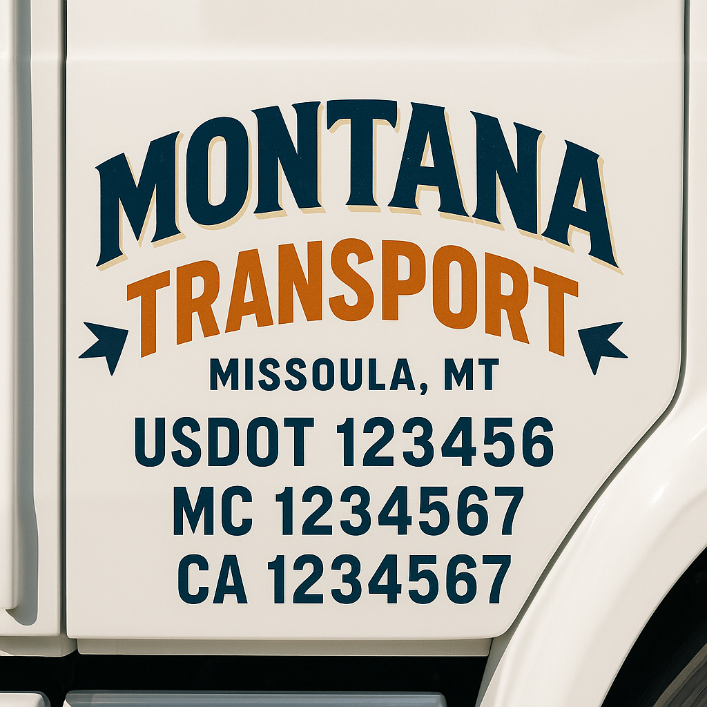 Truck Door Decal Sticker Lettering Signs With Location, USDOT, MC, CA, KYU, VIN, GVW (2-Pack)