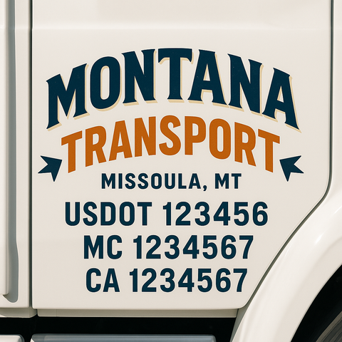 Truck Door Decal Sticker Lettering Signs With Location, USDOT, MC, CA, KYU, VIN, GVW (2-Pack)