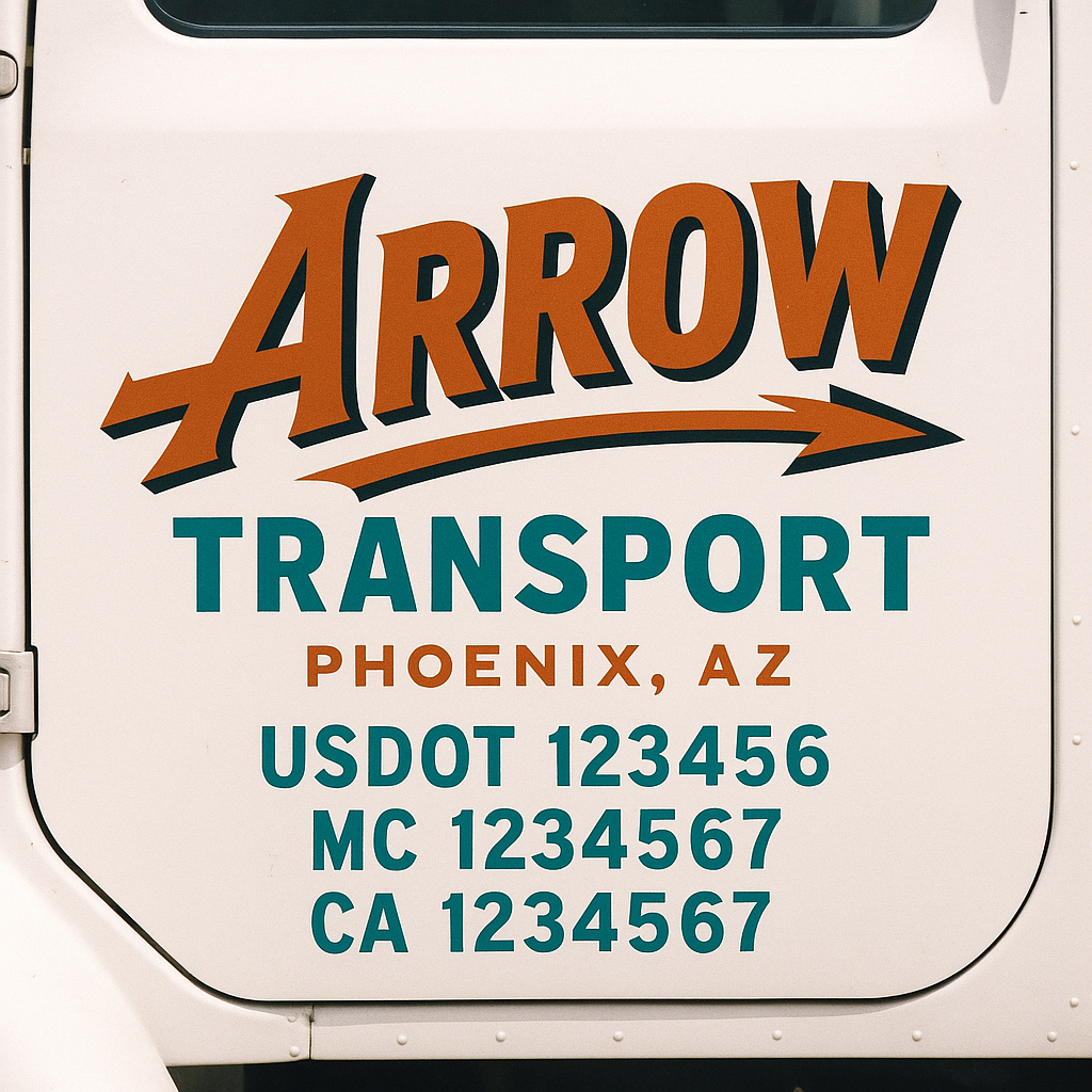 Truck Door Decal Sticker Lettering Signs With Location, USDOT, MC, CA, KYU, VIN, GVW (2-Pack)