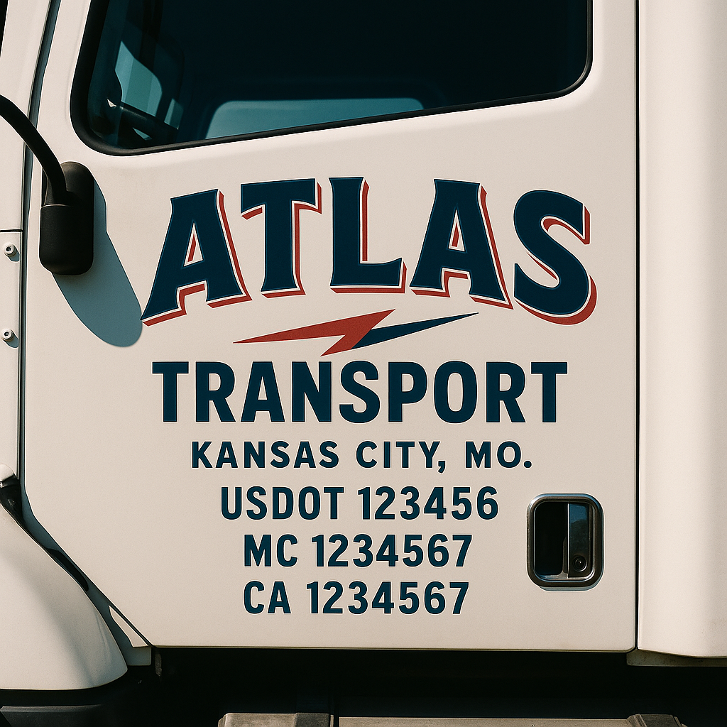 Truck Door Decal Sticker Lettering Signs With Location, USDOT, MC, CA, KYU, VIN, GVW (2-Pack)