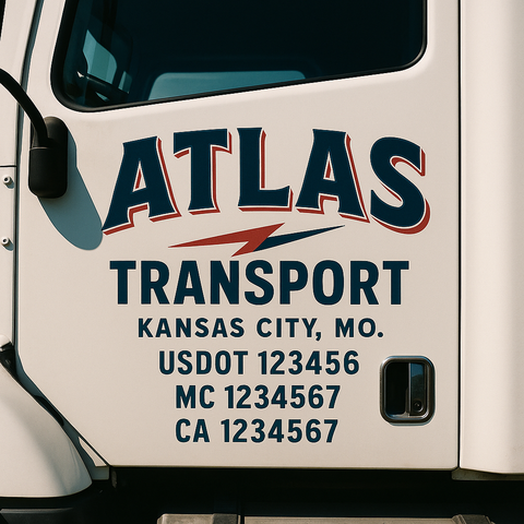 Truck Door Decal Sticker Lettering Signs With Location, USDOT, MC, CA, KYU, VIN, GVW (2-Pack)