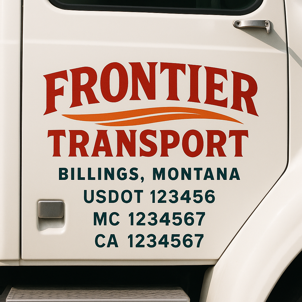 Truck Door Decal Sticker Lettering Signs With Location, USDOT, MC, CA, KYU, VIN, GVW (2-Pack)