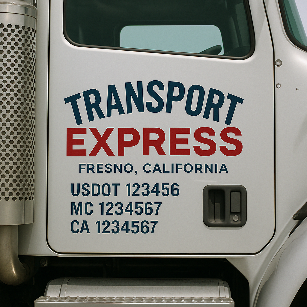 Truck Door Decal Sticker Lettering Signs With Location, USDOT, MC, CA, KYU, VIN, GVW (2-Pack)