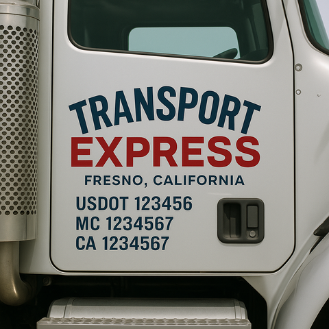 Truck Door Decal Sticker Lettering Signs With Location, USDOT, MC, CA, KYU, VIN, GVW (2-Pack)