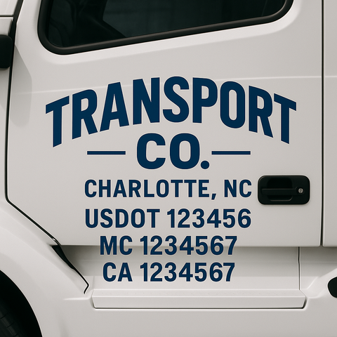 Truck Door Decal Sticker Lettering Signs With Location, USDOT, MC, CA, KYU, VIN, GVW (2-Pack)