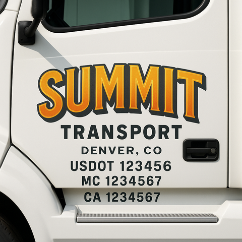 Truck Door Decal Sticker Lettering Signs With Location, USDOT, MC, CA, KYU, VIN, GVW (2-Pack)