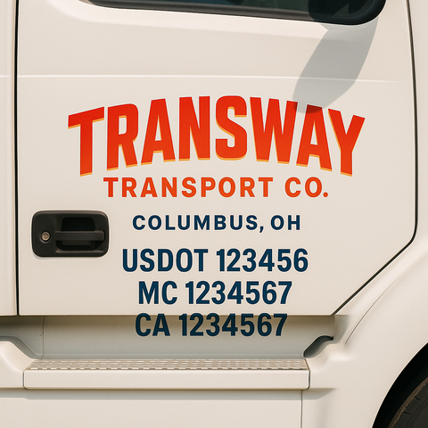 Truck Door Decal Sticker Lettering Signs With Location, USDOT, MC, CA, KYU, VIN, GVW (2-Pack)