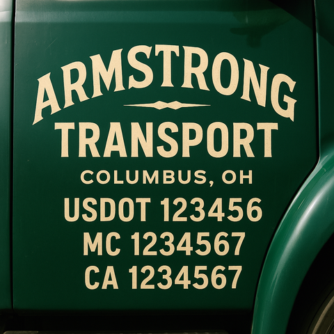 Truck Door Decal Sticker Lettering Signs With Location, USDOT, MC, CA, KYU, VIN, GVW (2-Pack)