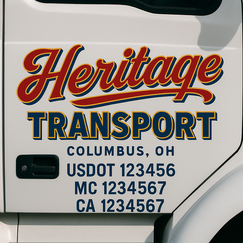 Truck Door Decal Sticker Lettering Signs With Location, USDOT, MC, CA, KYU, VIN, GVW (2-Pack)