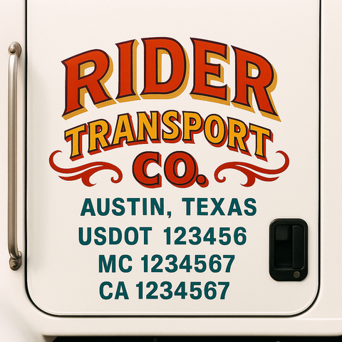 Truck Door Decal Sticker Lettering Signs With Location, USDOT, MC, CA, KYU, VIN, GVW (2-Pack)