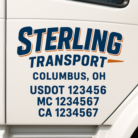 Truck Door Decal Sticker Lettering Signs With Location, USDOT, MC, CA, KYU, VIN, GVW (2-Pack)