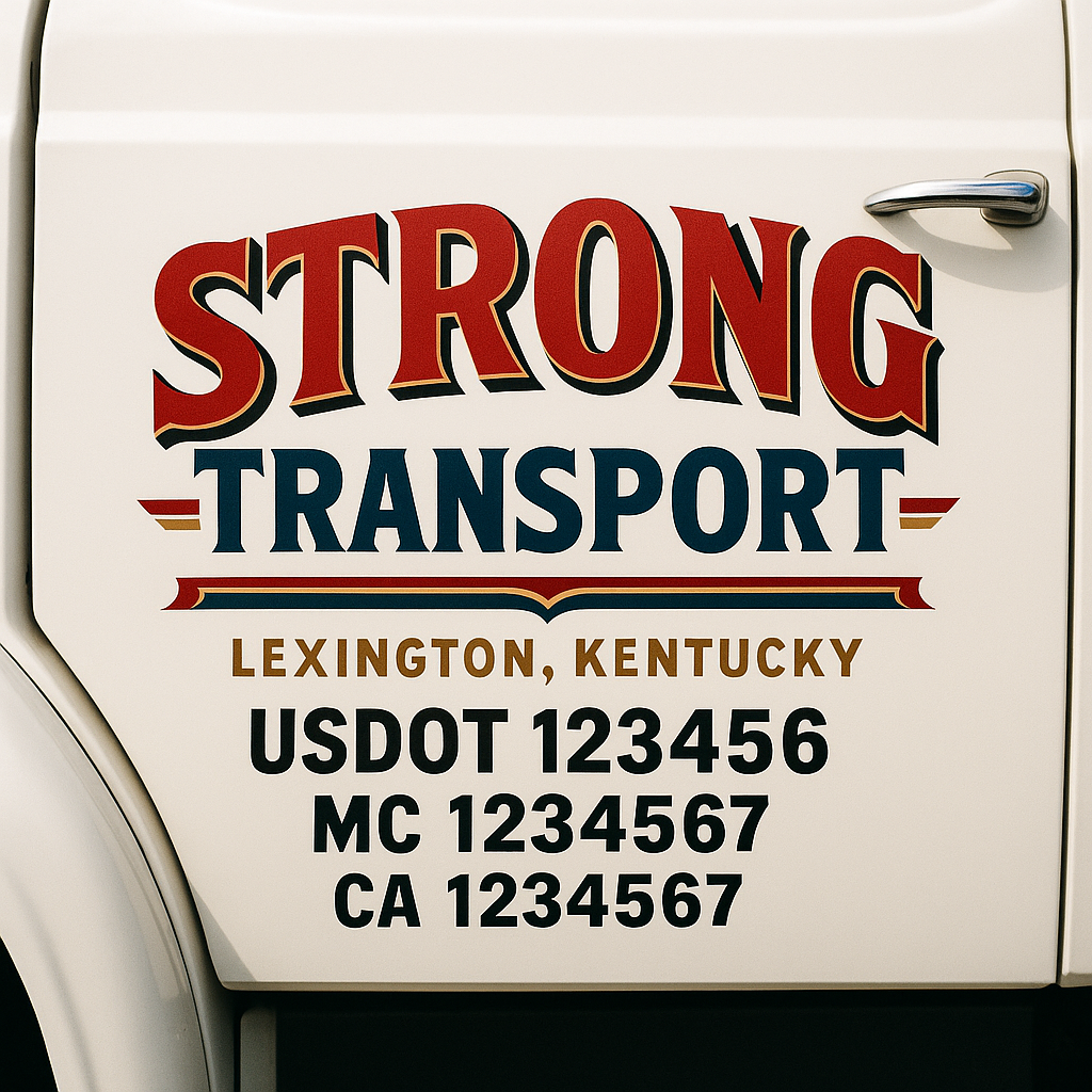 Truck Door Decal Sticker Lettering Signs With Location, USDOT, MC, CA, KYU, VIN, GVW (2-Pack)