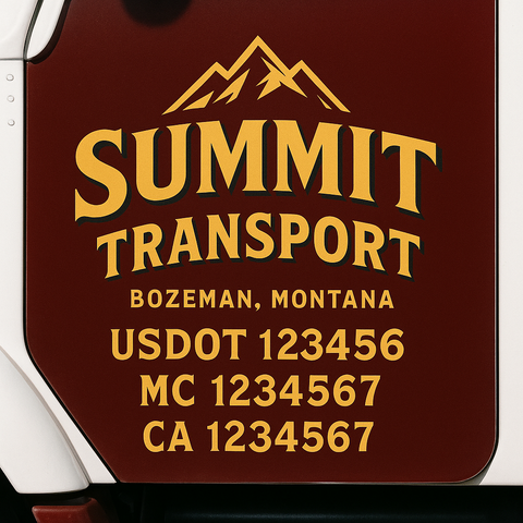 Truck Door Decal Sticker Lettering Signs With Location, USDOT, MC, CA, KYU, VIN, GVW (2-Pack)