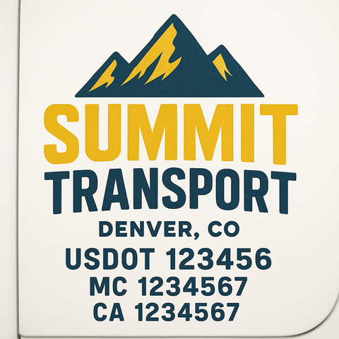 Truck Door Decal Sticker Lettering Signs With Location, USDOT, MC, CA, KYU, VIN, GVW (2-Pack)