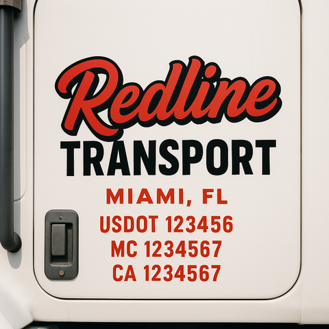 Truck Door Decal Sticker Lettering Signs With Location, USDOT, MC, CA, KYU, VIN, GVW (2-Pack)