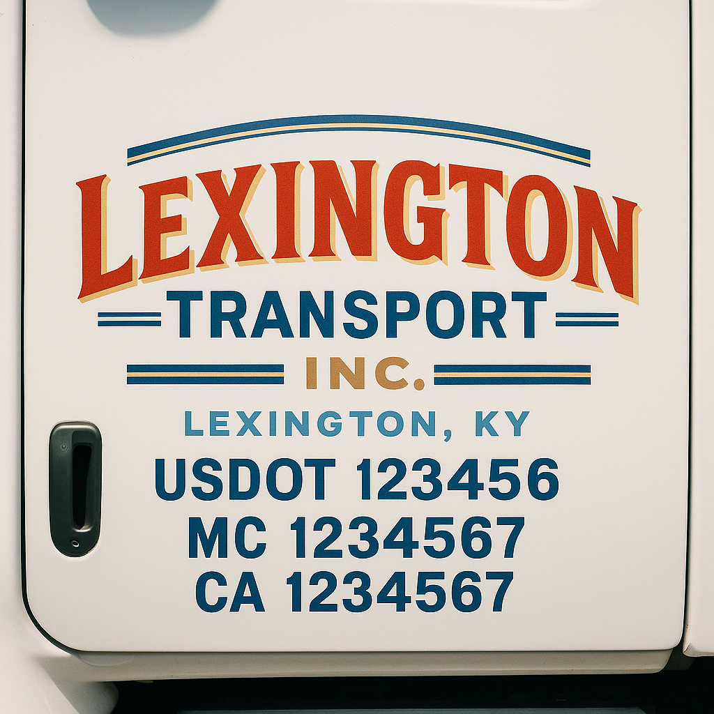 Truck Door Decal Sticker Lettering Signs With Location, USDOT, MC, CA, KYU, VIN, GVW (2-Pack)