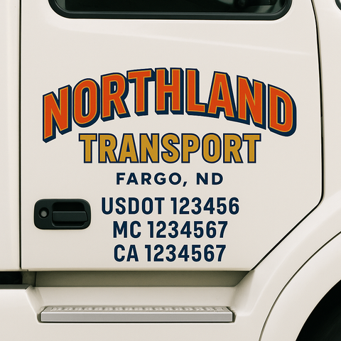 Truck Door Decal Sticker Lettering Signs With Location, USDOT, MC, CA, KYU, VIN, GVW (2-Pack)