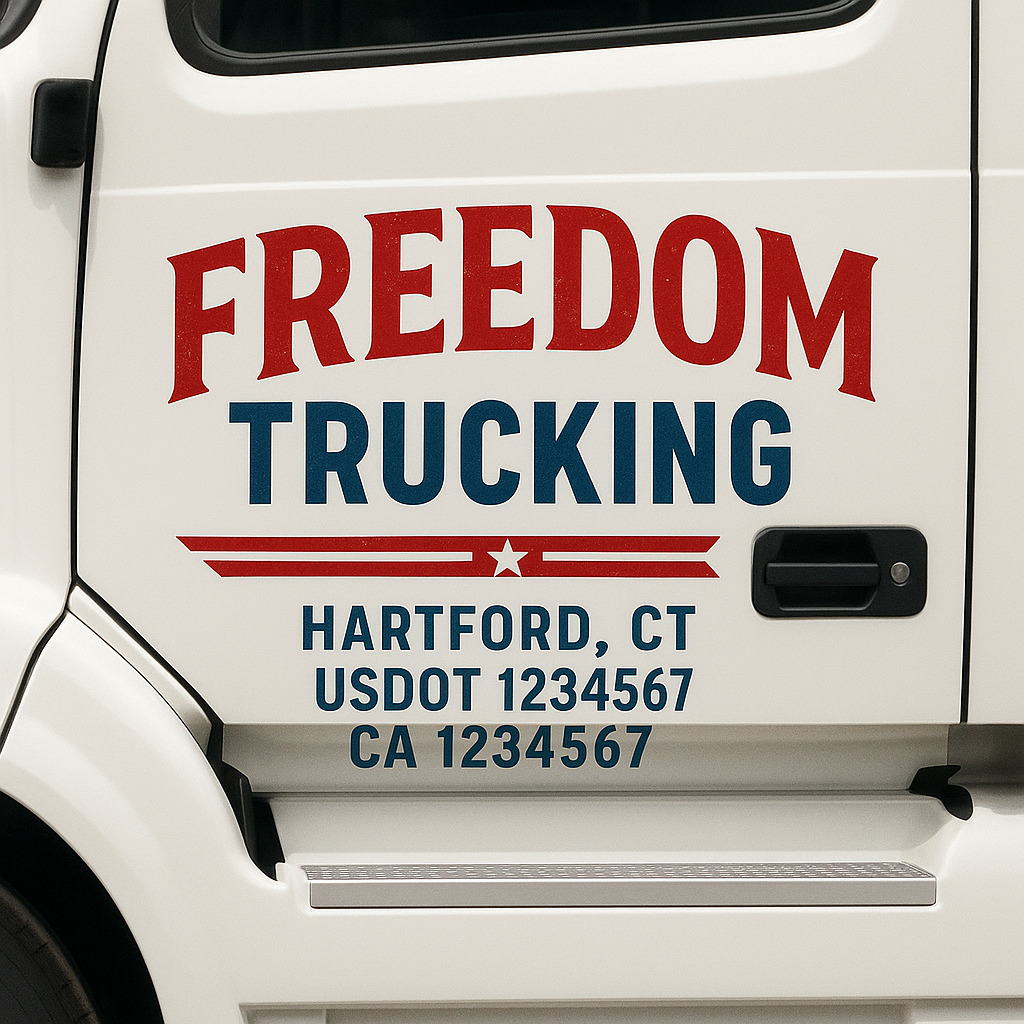 Truck Door Decal Sticker Lettering Signs With Location, USDOT, MC, CA, KYU, VIN, GVW (2-Pack)