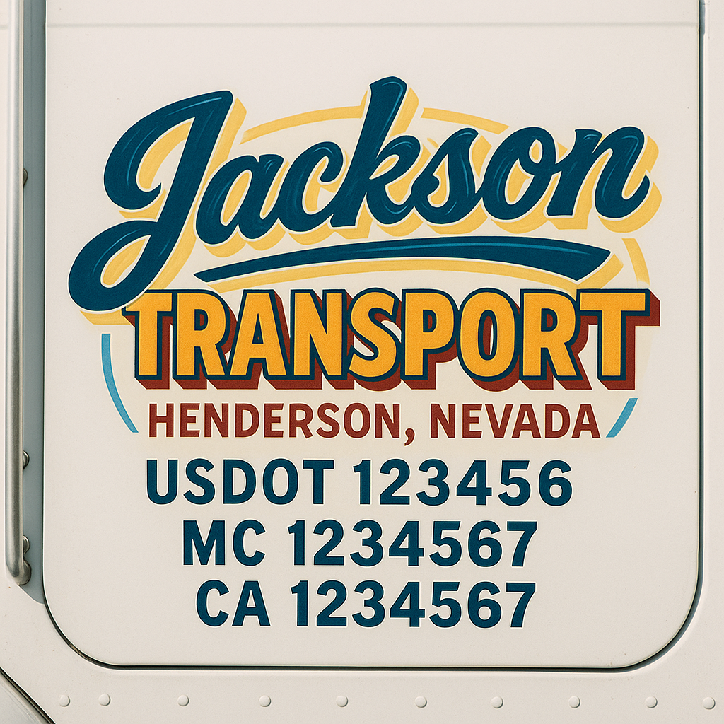 Truck Door Decal Sticker Lettering Signs With Location, USDOT, MC, CA, KYU, VIN, GVW (2-Pack)