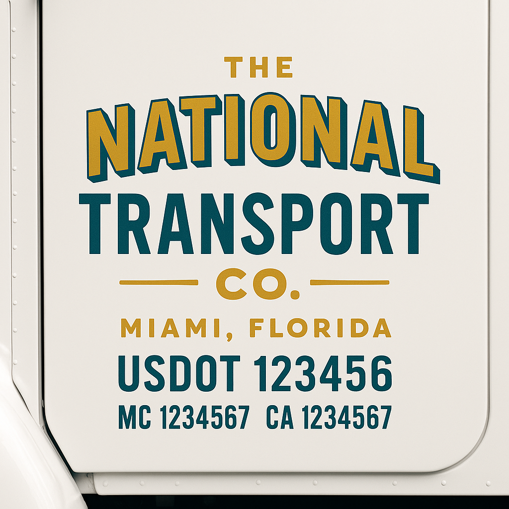 Truck Door Decal Sticker Lettering Signs With Location, USDOT, MC, CA, KYU, VIN, GVW (2-Pack)