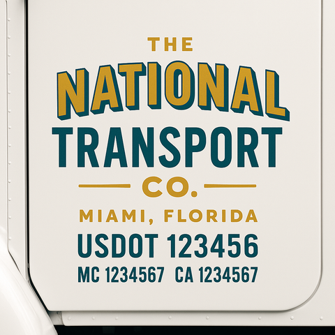 Truck Door Decal Sticker Lettering Signs With Location, USDOT, MC, CA, KYU, VIN, GVW (2-Pack)