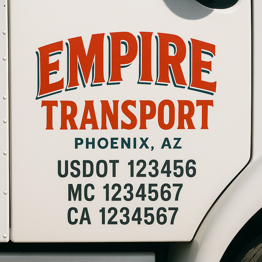Truck Door Decal Sticker Lettering Signs With Location, USDOT, MC, CA, KYU, VIN, GVW (2-Pack)