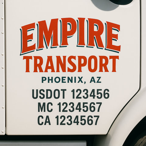 Truck Door Decal Sticker Lettering Signs With Location, USDOT, MC, CA, KYU, VIN, GVW (2-Pack)