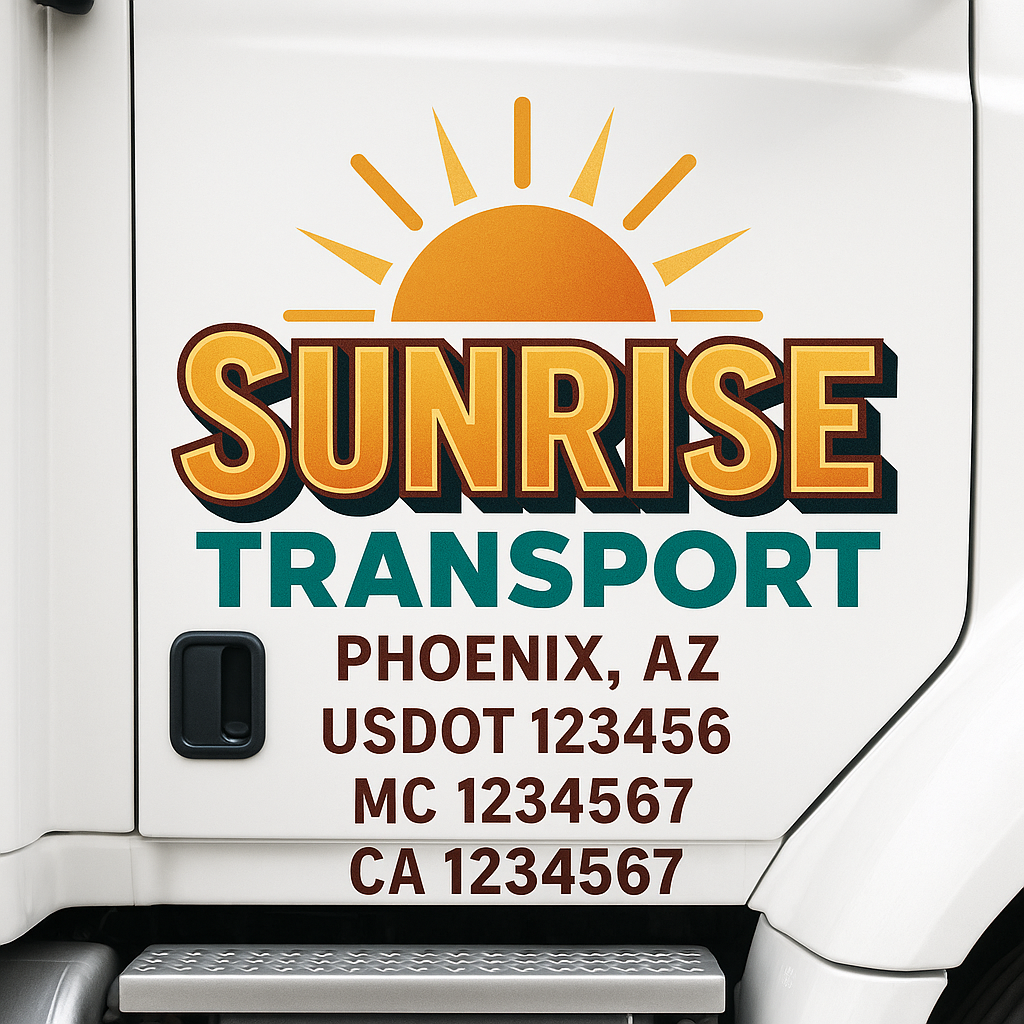 Truck Door Decal Sticker Lettering Signs With Location, USDOT, MC, CA, KYU, VIN, GVW (2-Pack)