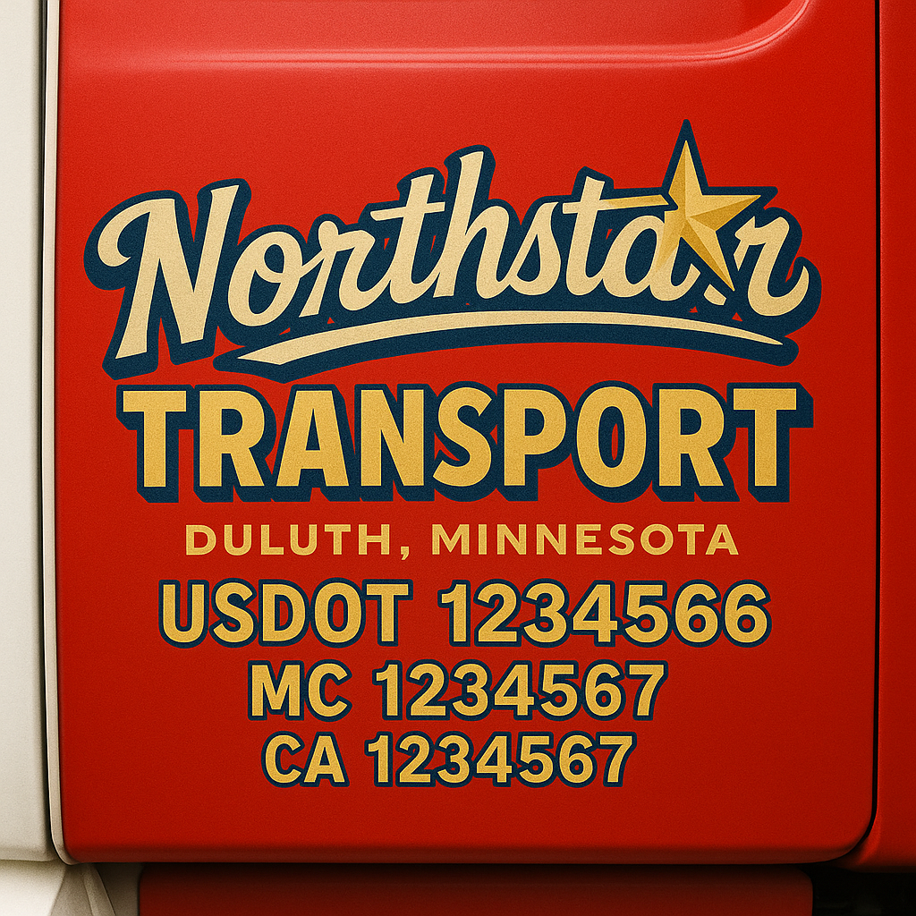 Truck Door Decal Sticker Lettering Signs With Location, USDOT, MC, CA, KYU, VIN, GVW (2-Pack)