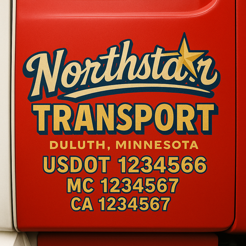 Truck Door Decal Sticker Lettering Signs With Location, USDOT, MC, CA, KYU, VIN, GVW (2-Pack)