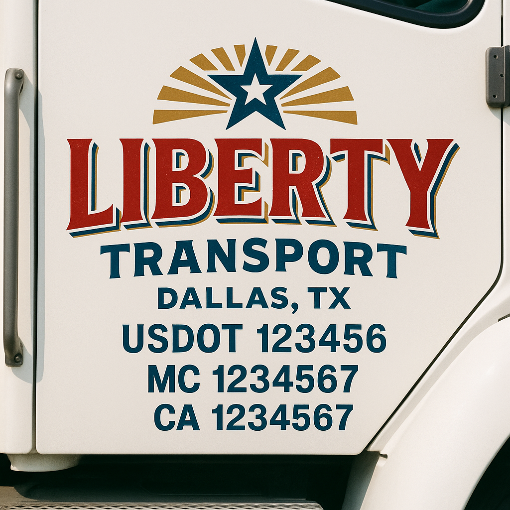 Truck Door Decal Sticker Lettering Signs With Location, USDOT, MC, CA, KYU, VIN, GVW (2-Pack)