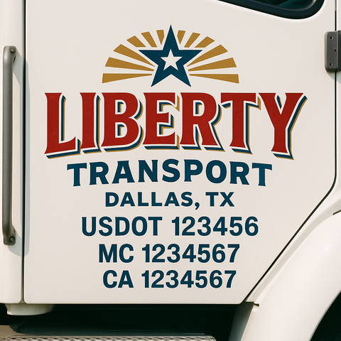 Truck Door Decal Sticker Lettering Signs With Location, USDOT, MC, CA, KYU, VIN, GVW (2-Pack)