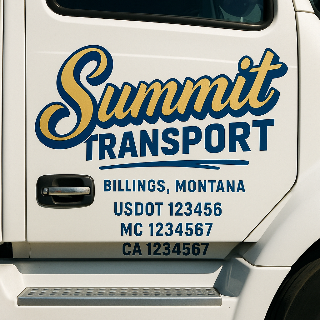 Truck Door Decal Sticker Lettering Signs With Location, USDOT, MC, CA, KYU, VIN, GVW (2-Pack)