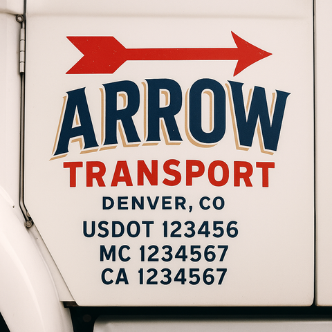 Truck Door Decal Sticker Lettering Signs With Location, USDOT, MC, CA, KYU, VIN, GVW (2-Pack)