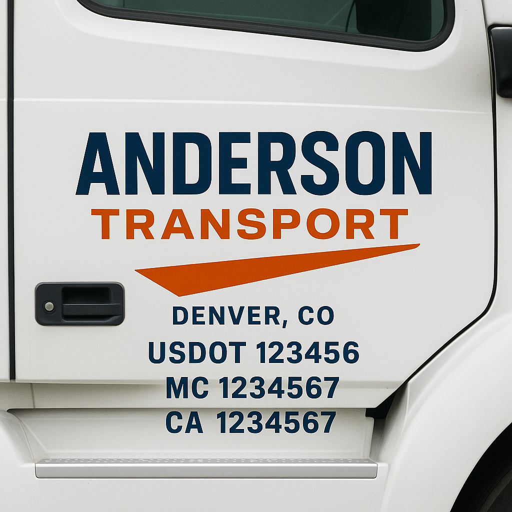 Truck Door Decal Sticker Lettering Signs With Location, USDOT, MC, CA, KYU, VIN, GVW (2-Pack)