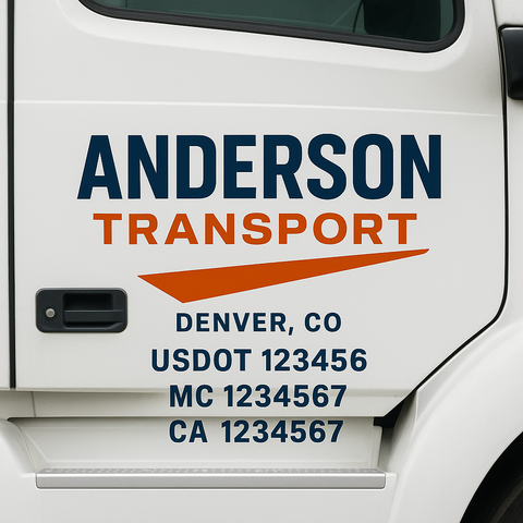 Truck Door Decal Sticker Lettering Signs With Location, USDOT, MC, CA, KYU, VIN, GVW (2-Pack)