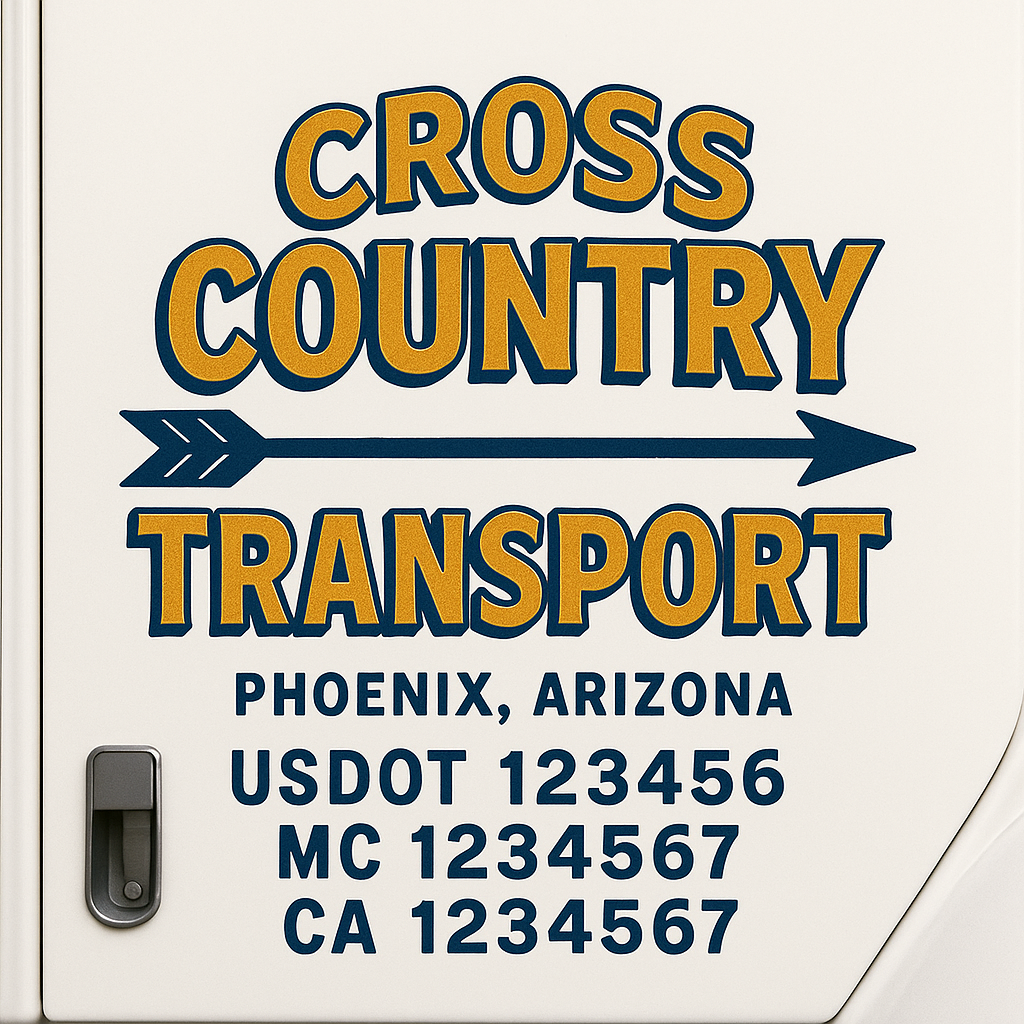 Truck Door Decal Sticker Lettering Signs With Location, USDOT, MC, CA, KYU, VIN, GVW (2-Pack)