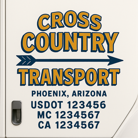 Truck Door Decal Sticker Lettering Signs With Location, USDOT, MC, CA, KYU, VIN, GVW (2-Pack)