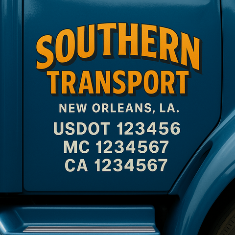 Truck Door Decal Sticker Lettering Signs With Location, USDOT, MC, CA, KYU, VIN, GVW (2-Pack)