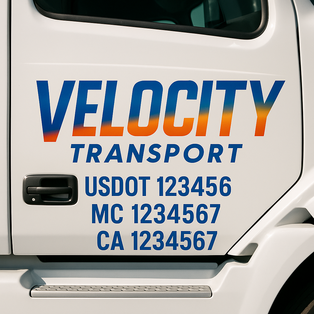 Truck Door Decal Sticker Lettering Signs With Location, USDOT, MC, CA, KYU, VIN, GVW (2-Pack)