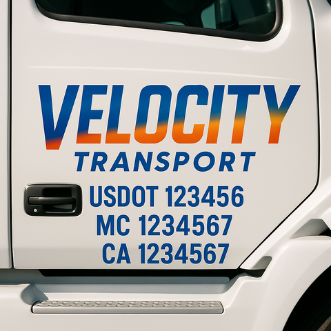 Truck Door Decal Sticker Lettering Signs With Location, USDOT, MC, CA, KYU, VIN, GVW (2-Pack)