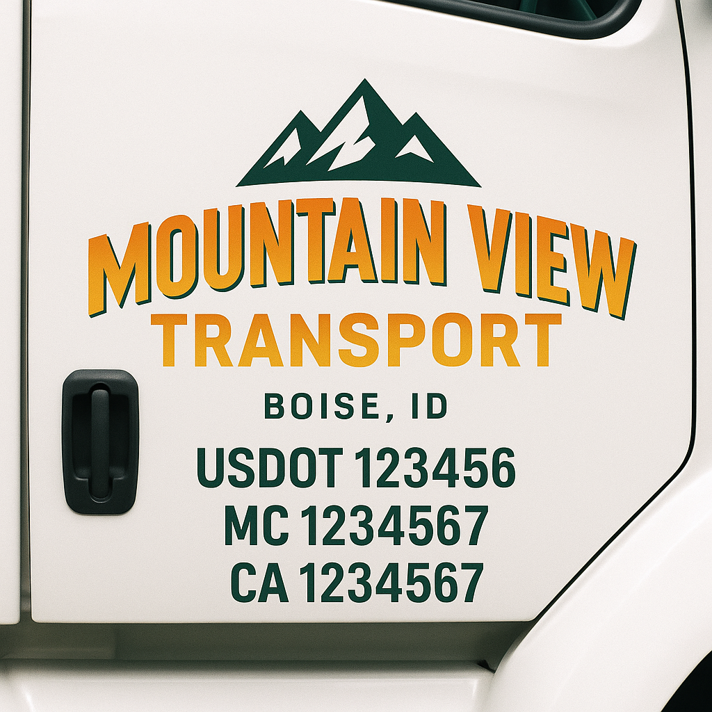 Truck Door Decal Sticker Lettering Signs With Location, USDOT, MC, CA, KYU, VIN, GVW (2-Pack)