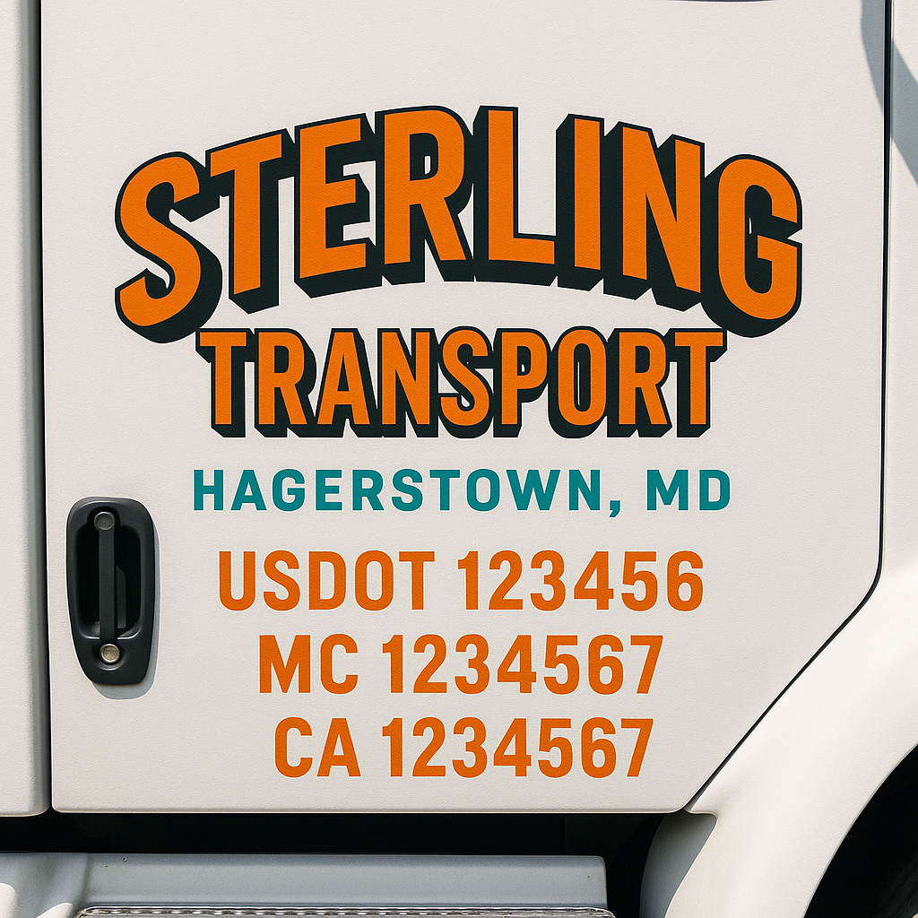 Truck Door Decal Sticker Lettering Signs With Location, USDOT, MC, CA, KYU, VIN, GVW (2-Pack)