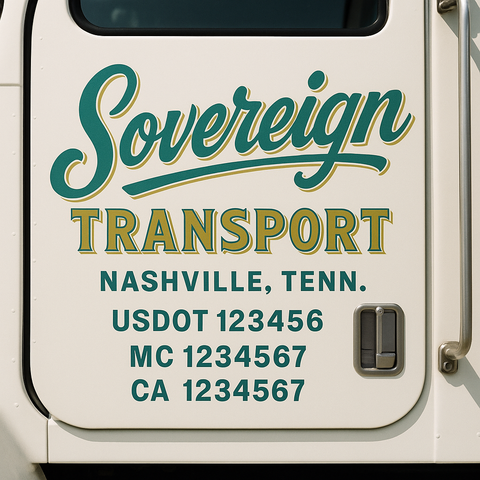 Truck Door Decal Sticker Lettering Signs With Location, USDOT, MC, CA, KYU, VIN, GVW (2-Pack)