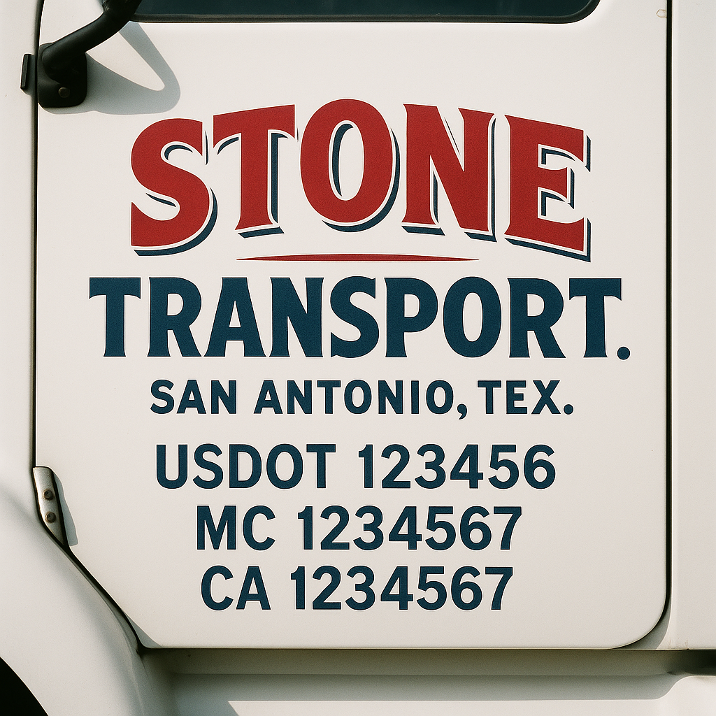 Truck Door Decal Sticker Lettering Signs With Location, USDOT, MC, CA, KYU, VIN, GVW (2-Pack)