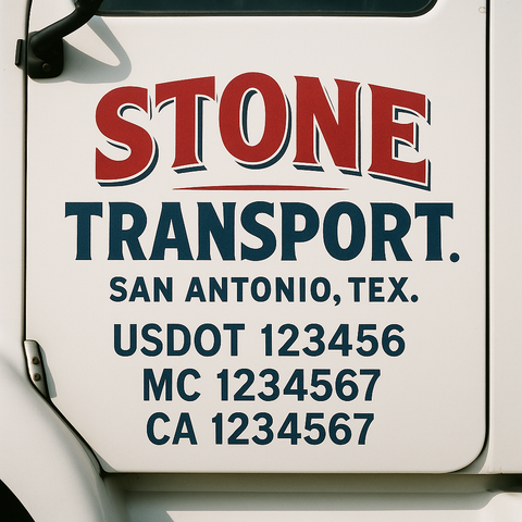 Truck Door Decal Sticker Lettering Signs With Location, USDOT, MC, CA, KYU, VIN, GVW (2-Pack)