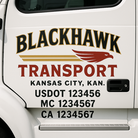 Truck Door Decal Sticker Lettering Signs With Location, USDOT, MC, CA, KYU, VIN, GVW (2-Pack)