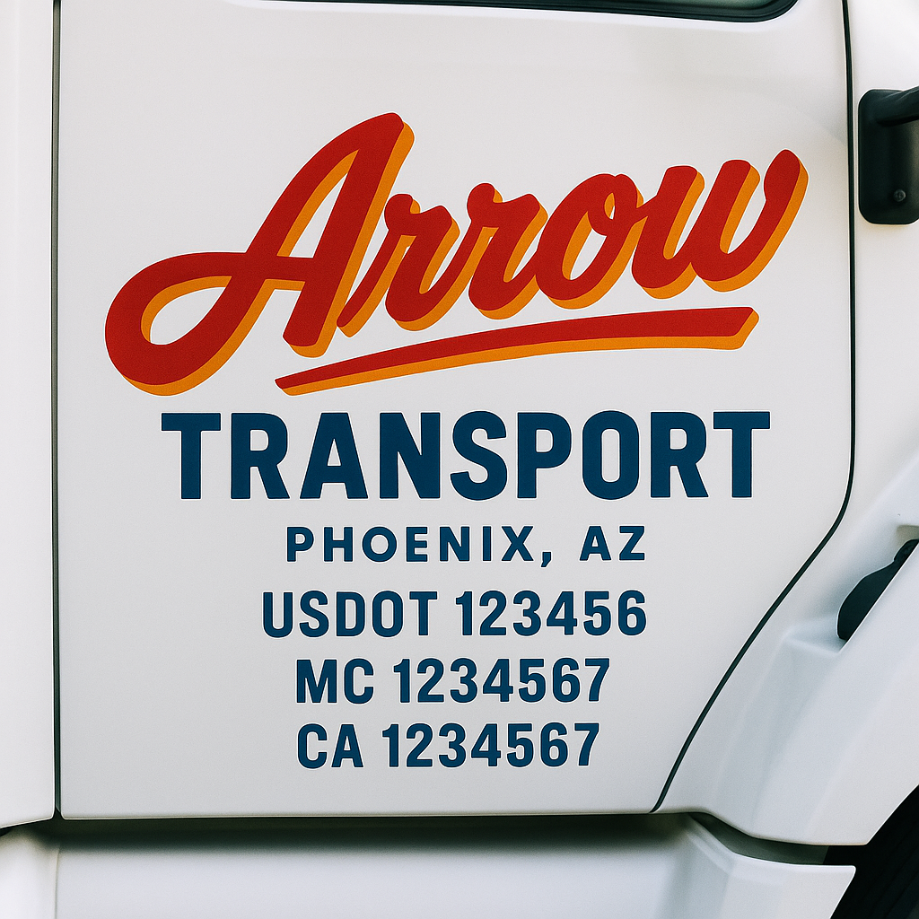 Truck Door Decal Sticker Lettering Signs With Location, USDOT, MC, CA, KYU, VIN, GVW (2-Pack)