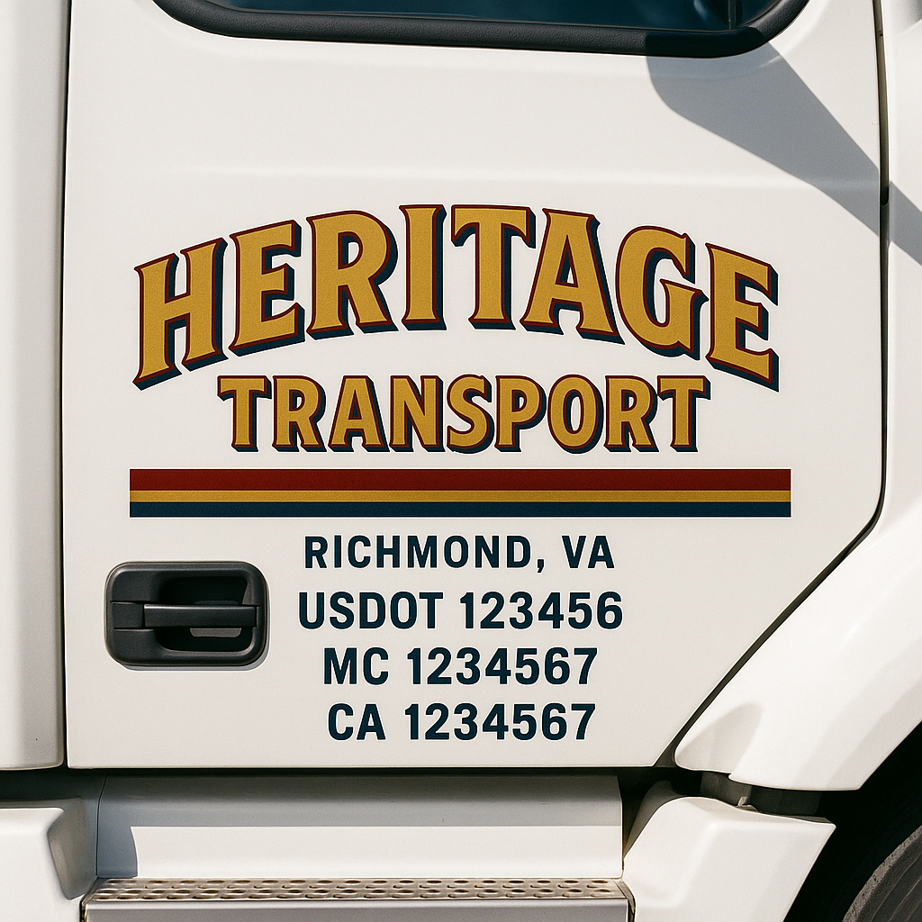 Truck Door Decal Sticker Lettering Signs With Location, USDOT, MC, CA, KYU, VIN, GVW (2-Pack)