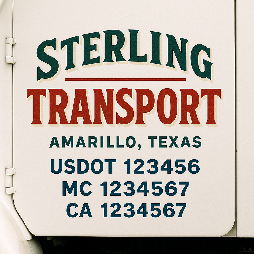 Truck Door Decal Sticker Lettering Signs With Location, USDOT, MC, CA, KYU, VIN, GVW (2-Pack)